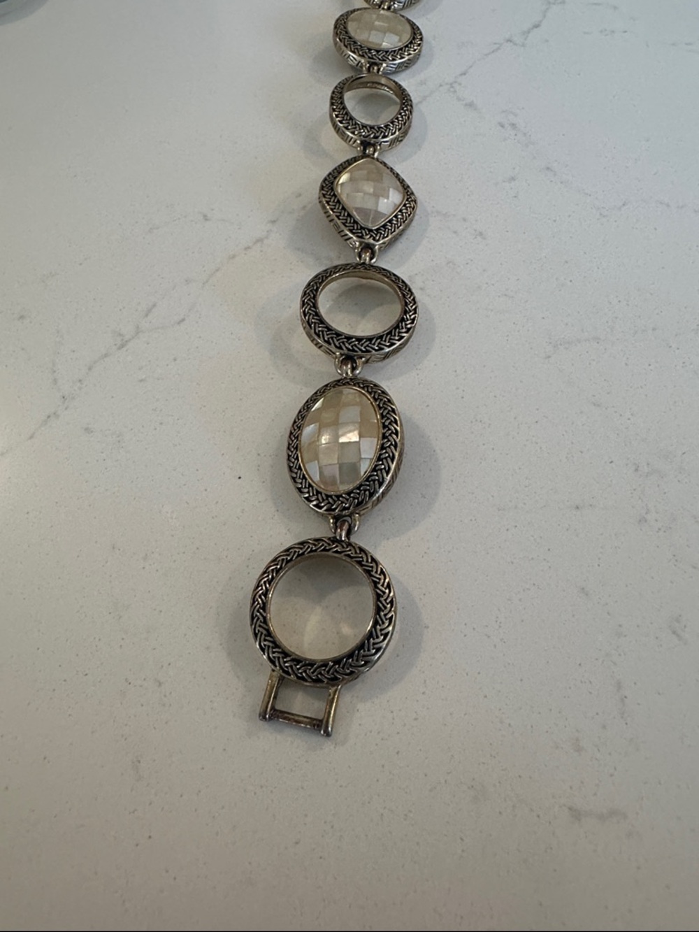 Lia Sophia Silver-Tone Oval Link Bracelet with White Mother-of-Pearl - Picture 3 of 3